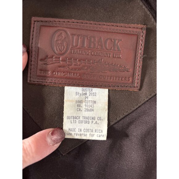 Outback Trading Co. Men's Brown Oilskin Duster Coat Size M - Picture 8 of 11